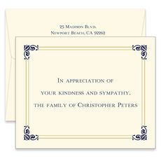 Flourished Foil Border Folded Note Cards - Raised Ink