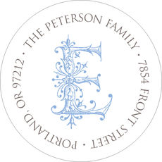 Blue Simply Ornate Initial Round Address Labels
