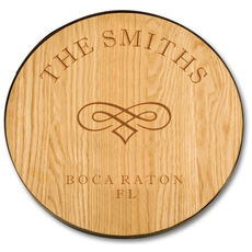 Oak 18-inch Round Personalized Lazy Susan with Galvanized Band