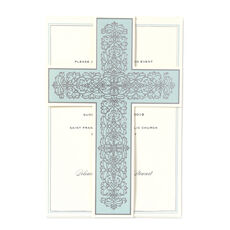 Blue Cross Die-Cut Pocket Invitations