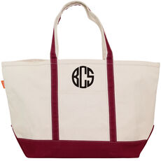 Personalized Large Maroon Trimmed Classic Tote