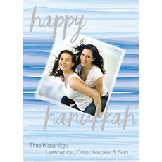 Blue Watercolor Wash Hanukkah Flat Photo Cards