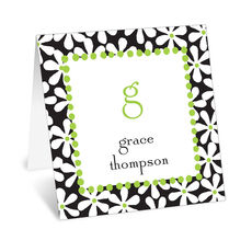 Black and Lime Fun Daisies Folded Enclosure Cards