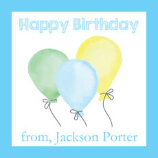 Blue Birthday Wishes Square Stickers