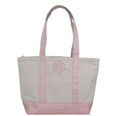 Personalized Medium Natural and Rose Gold Trimmed Classic Tote