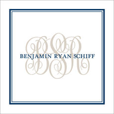 Tailored Monogram Navy Square Enclosure Cards