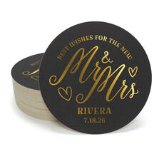 Mr. and Mrs. Best Wishes Round Coasters
