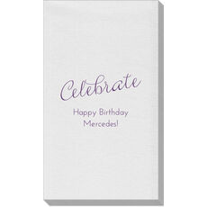 Expressive Script Celebrate Linen Like Guest Towels