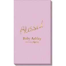 Expressive Script Blessed Linen Like Guest Towels