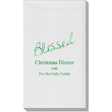 Expressive Script Blessed Linen Like Guest Towels
