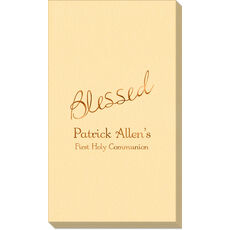 Expressive Script Blessed Linen Like Guest Towels