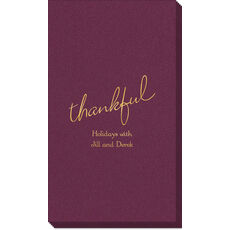 Expressive Script Thankful Linen Like Guest Towels