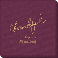 Expressive Script Thankful Linen Like Napkins