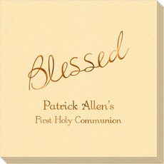 Expressive Script Blessed Linen Like Napkins