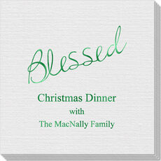 Expressive Script Blessed Linen Like Napkins
