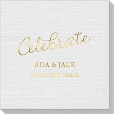 Expressive Script Celebrate Linen Like Napkins