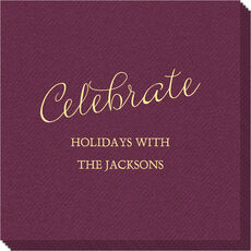 Expressive Script Celebrate Linen Like Napkins