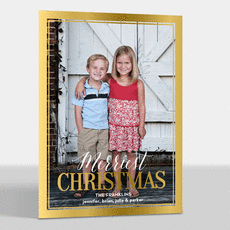 Brilliantly Framed Foil Pressed Flat Holiday Photo Cards