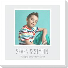 Your Text and Colored Frame Photo Napkins