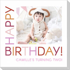 Rainbow Happy Birthday Photo Napkins