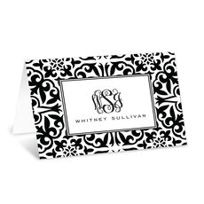 Black Damask Folded Enclosure Cards