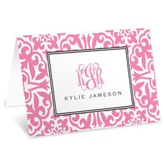 Pink Damask Folded Enclosure Cards