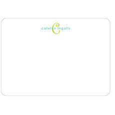Colorful Initial and Name On White Flat Note Cards