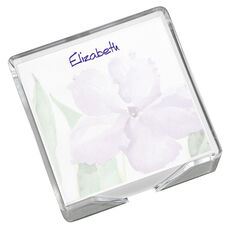Watercolor Pansy Memo Square with Acrylic Holder