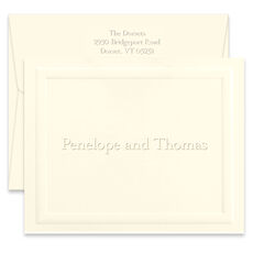 Almond Folded Note Cards - Embossed