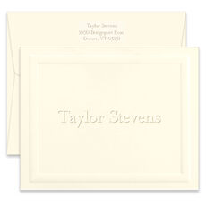 Almond Folded Note Cards - Embossed