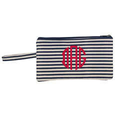 Personalized Navy Stripes Canvas Clutch Bag