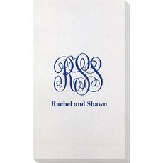 Large Script Monogram with Text Bamboo Luxe Guest Towels