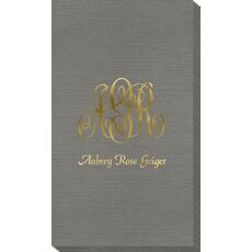 Large Script Monogram with Text Bamboo Luxe Guest Towels