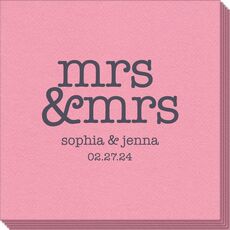 Stacked Happy Mrs & Mrs Linen Like Napkins