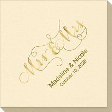 Scroll Mrs & Mrs Linen Like Napkins