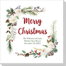 Corner Holiday Floral Napkins