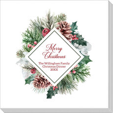 Pines and Mistletoe Christmas Napkins