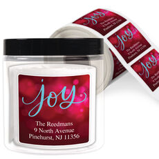 Colorful Joy Square Address Labels in a Jar