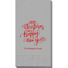 Hand Lettered Merry Christmas and Happy New Year Guest Towels