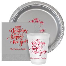 Hand Lettered Merry Christmas and Happy New Year