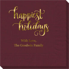 Hand Lettered Happiest Holidays Napkins