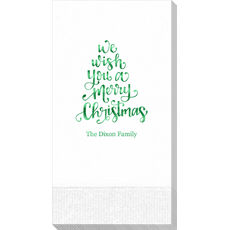 Hand Lettered We Wish You A Merry Christmas Guest Towels