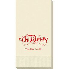 Hand Lettered Merry Christmas Scroll Guest Towels