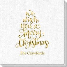 Hand Lettered We Wish You A Merry Christmas Luxury Deville Napkins