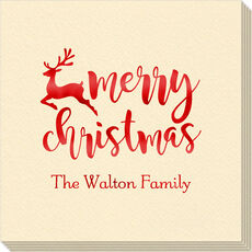 Merry Christmas Reindeer Linen Like Napkins