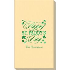 Happy St. Paddy's Day Clover Linen Like Guest Towels
