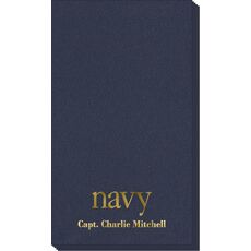 Big Word Navy Linen Like Guest Towels
