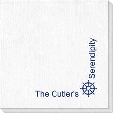 Corner Text with Nautical Wheel Design Deville Napkins