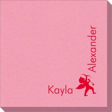 Corner Text with Cupid Design Linen Like Napkins
