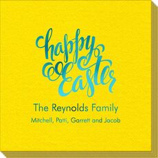 Calligraphy Happy Easter Linen Like Napkins